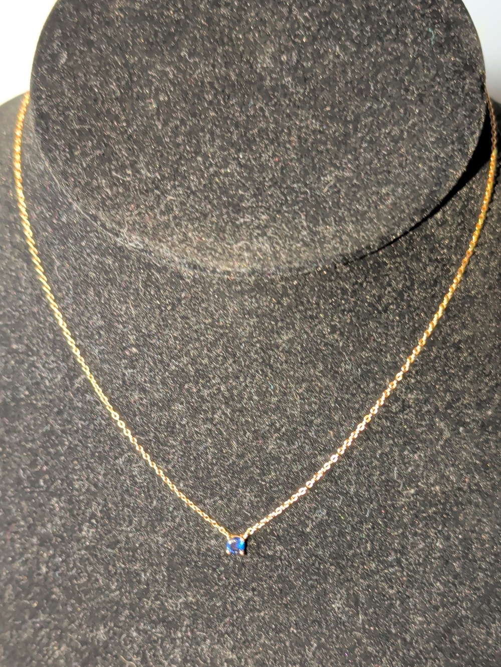 (#343) Dainty Gold Solitaire Sapphire Pendant Necklace